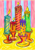 Load image into Gallery viewer, Colourful Dripping Candles Christmas Card
