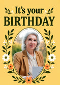 Load image into Gallery viewer, Floral Wreath Yellow Photo Upload 85th Birthday Card for Her

