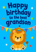 Load image into Gallery viewer, Cute Lion Party Hat Grandson Birthday Card for Him
