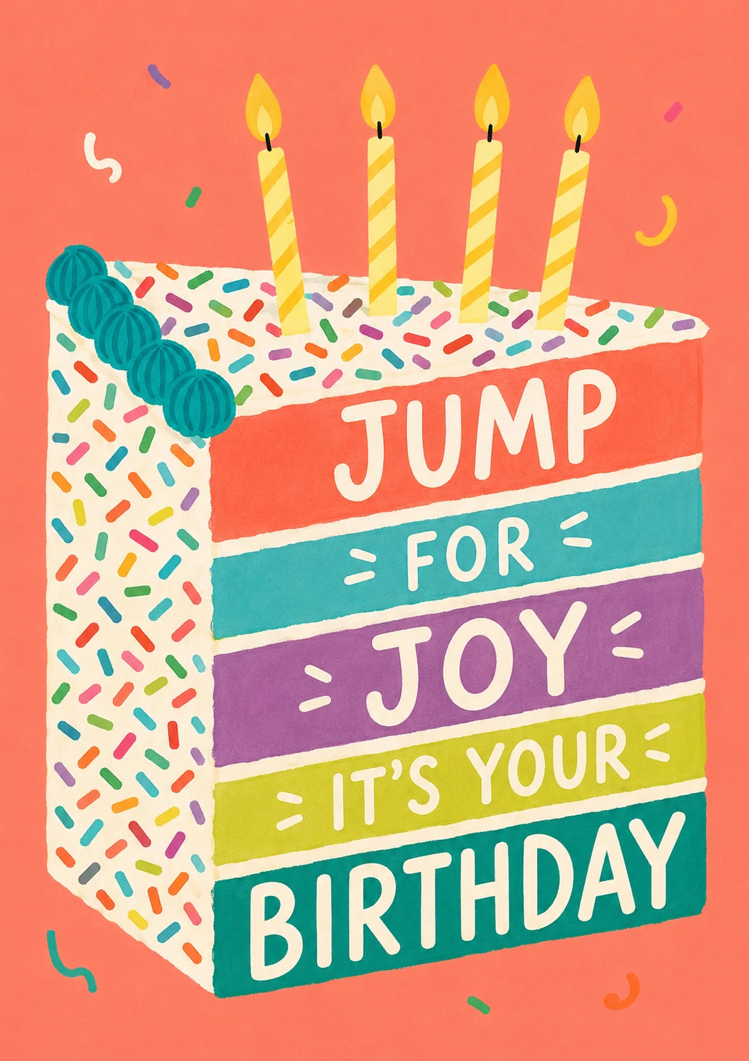 Jump for Joy Rainbow Cake 5th Birthday Card
