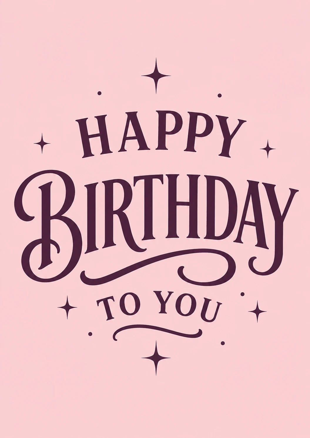 Pink Sparkle Typography Happy Birthday Card for Her