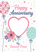Load image into Gallery viewer, Floral Balloon My Favourite Person Photo Upload Anniversary Card for Her
