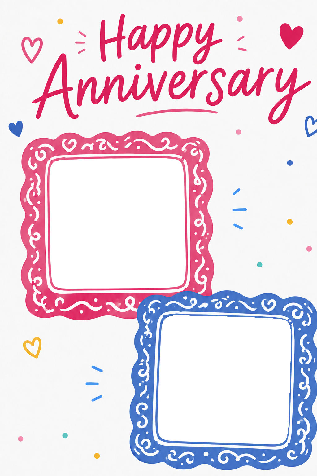 Colourful Hearts and Frames Photo Upload Anniversary Card