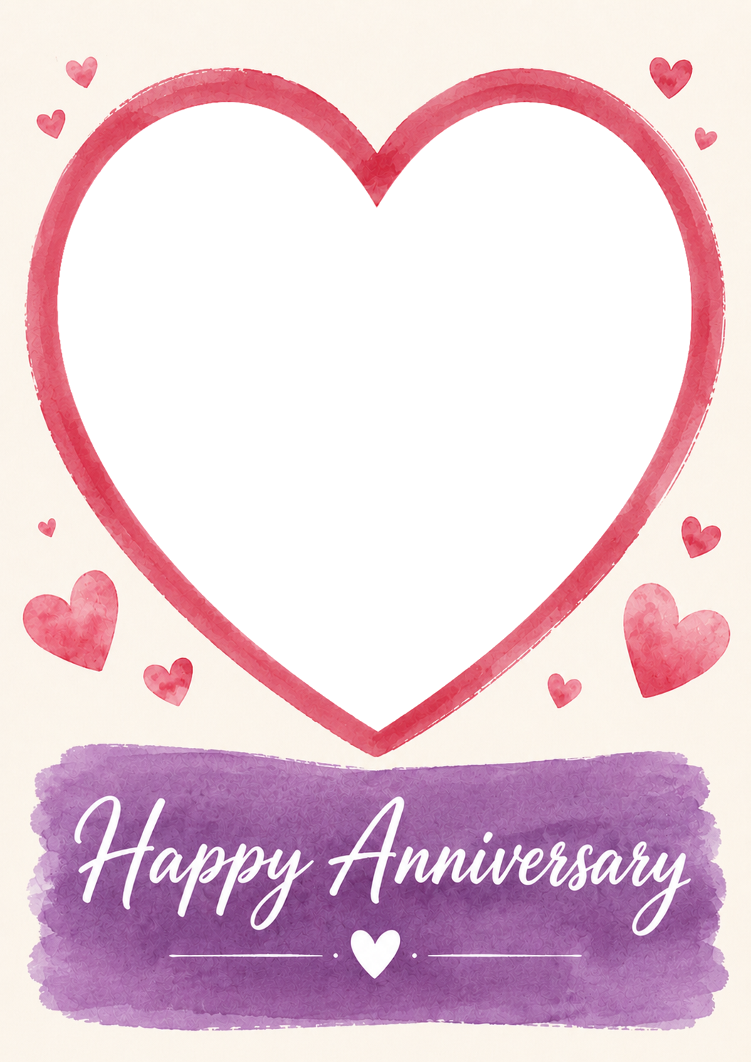 Watercolour Hearts Photo Upload Anniversary Card for Him
