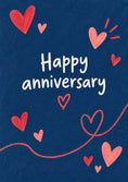 Load image into Gallery viewer, Red Hearts on Navy Anniversary Card for Him
