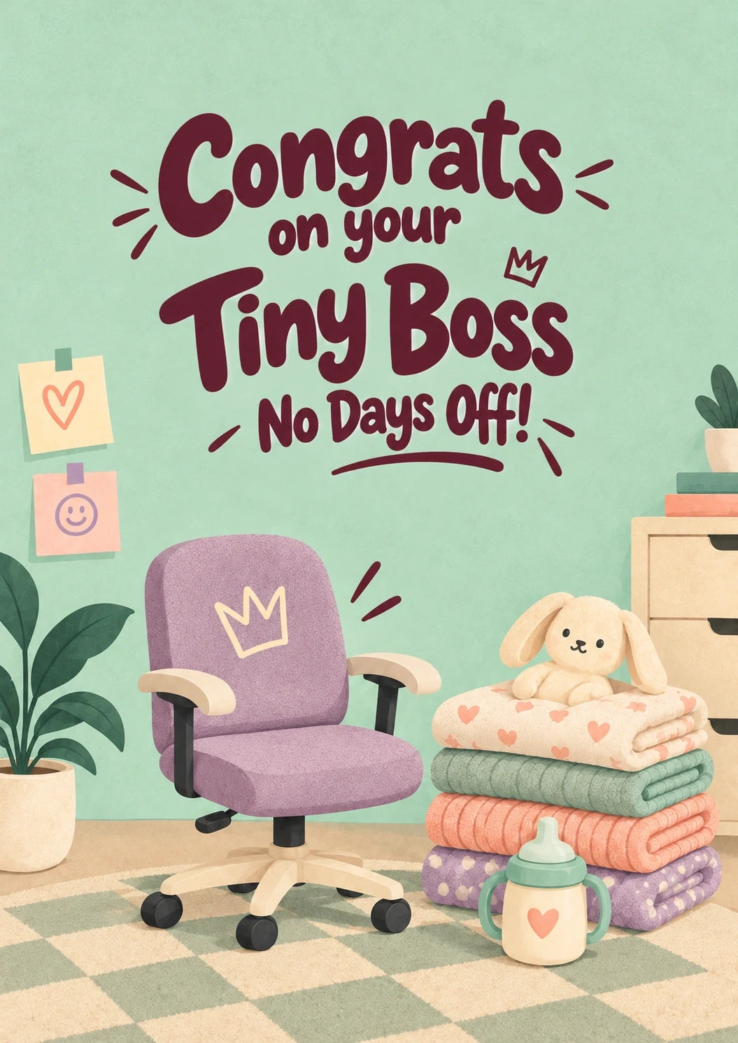New baby - Personalised Card — with punch holes