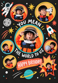 Load image into Gallery viewer, Space Adventure You Mean the World Photo Upload Birthday Card
