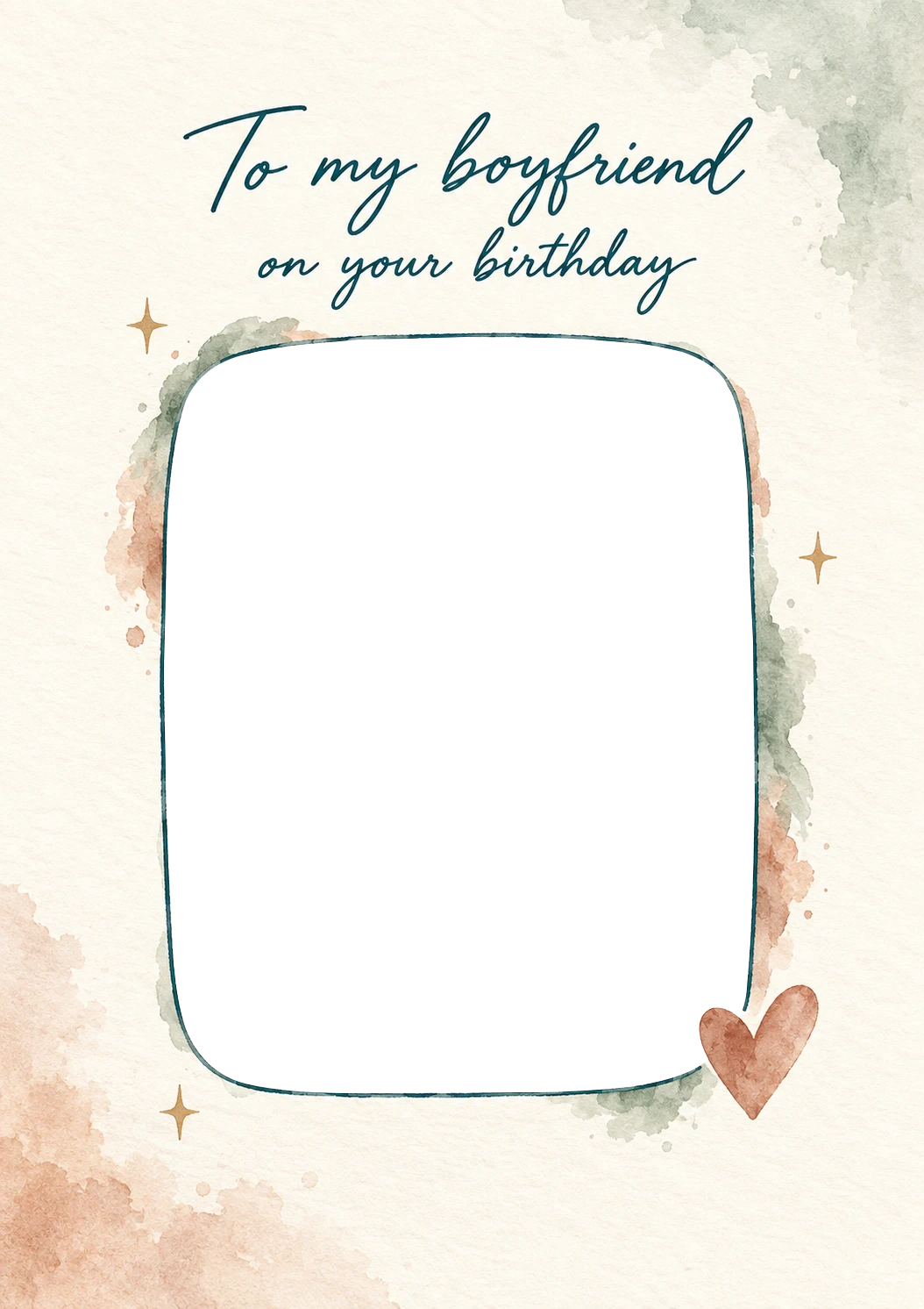 Watercolour Botanical To My Boyfriend Photo Upload Birthday Card for Him