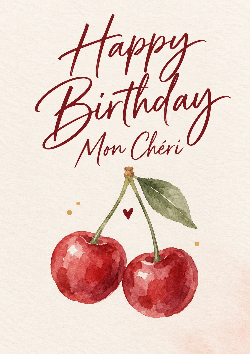 Watercolour Cherry Mon Chéri Birthday Card for Him