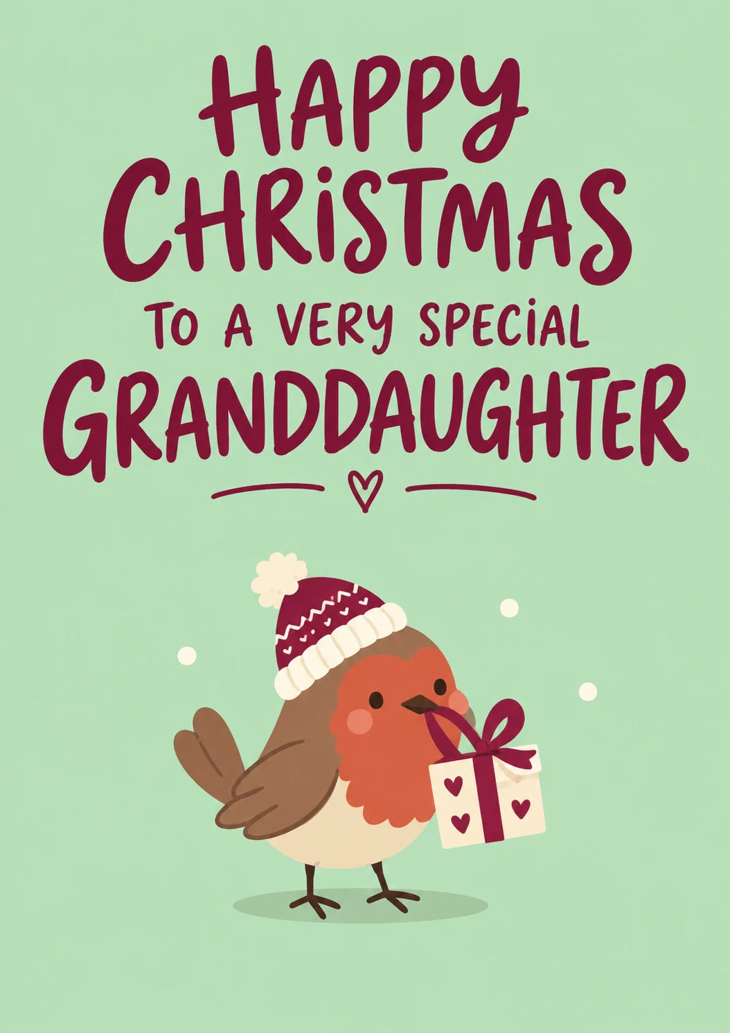 Cute Robin with Gift Christmas Card for Her