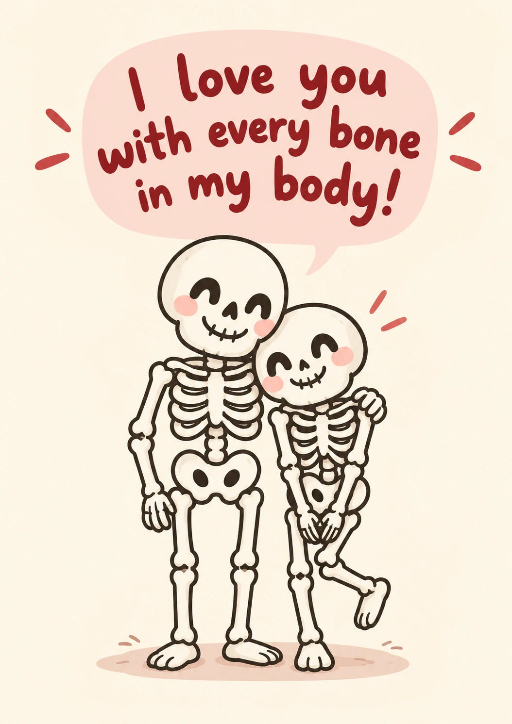 Funny Every Bone in My Body Skeleton Anniversary Card for Her