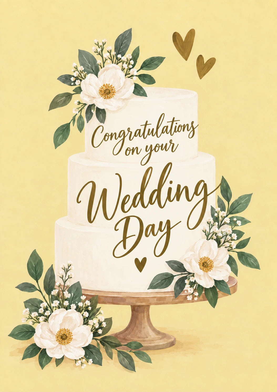 White Floral Tiered Cake Step Mum Wedding Day Card