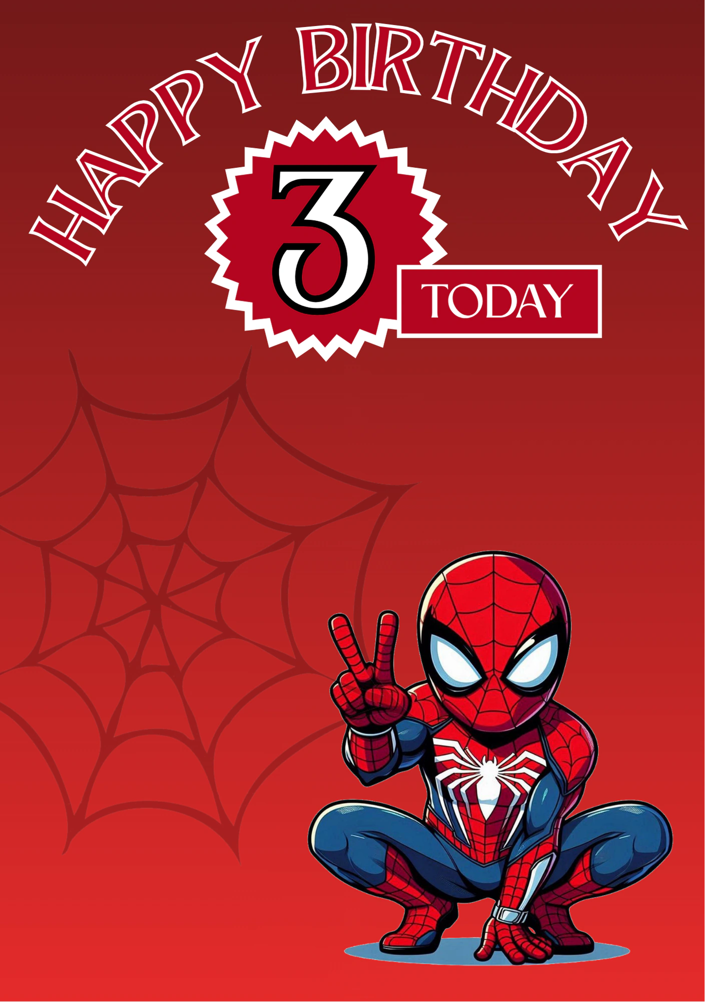 Spiderman 3 Today Kids Birthday Card for Him