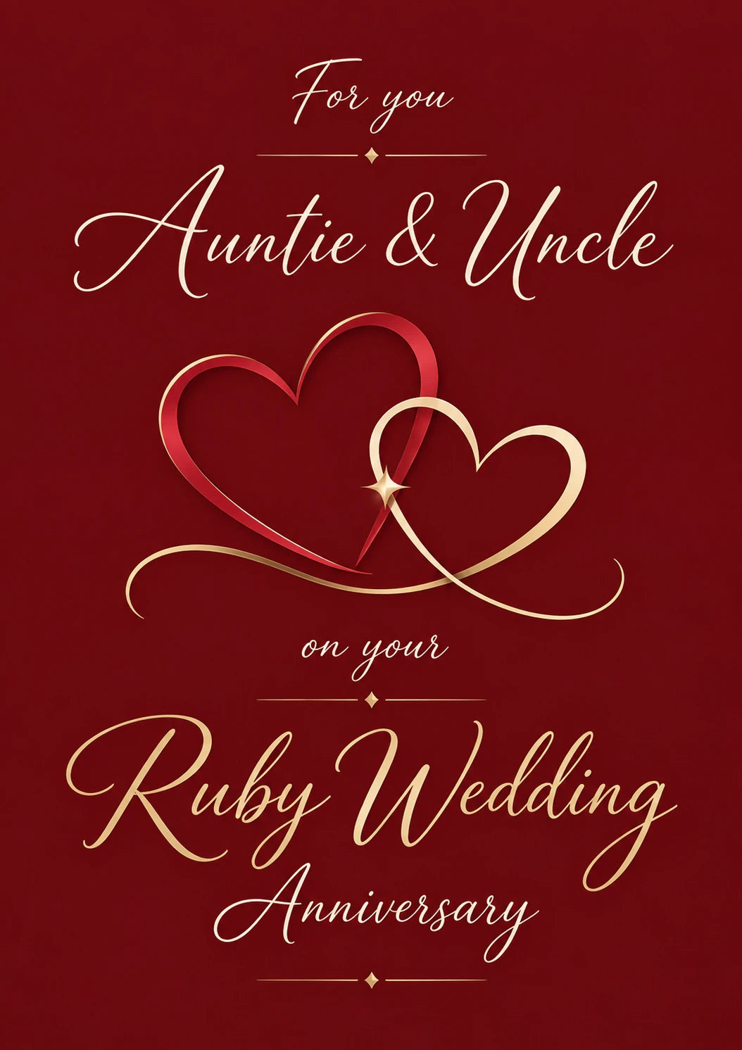 Ruby Wedding Hearts Anniversary Card for Auntie and Uncle