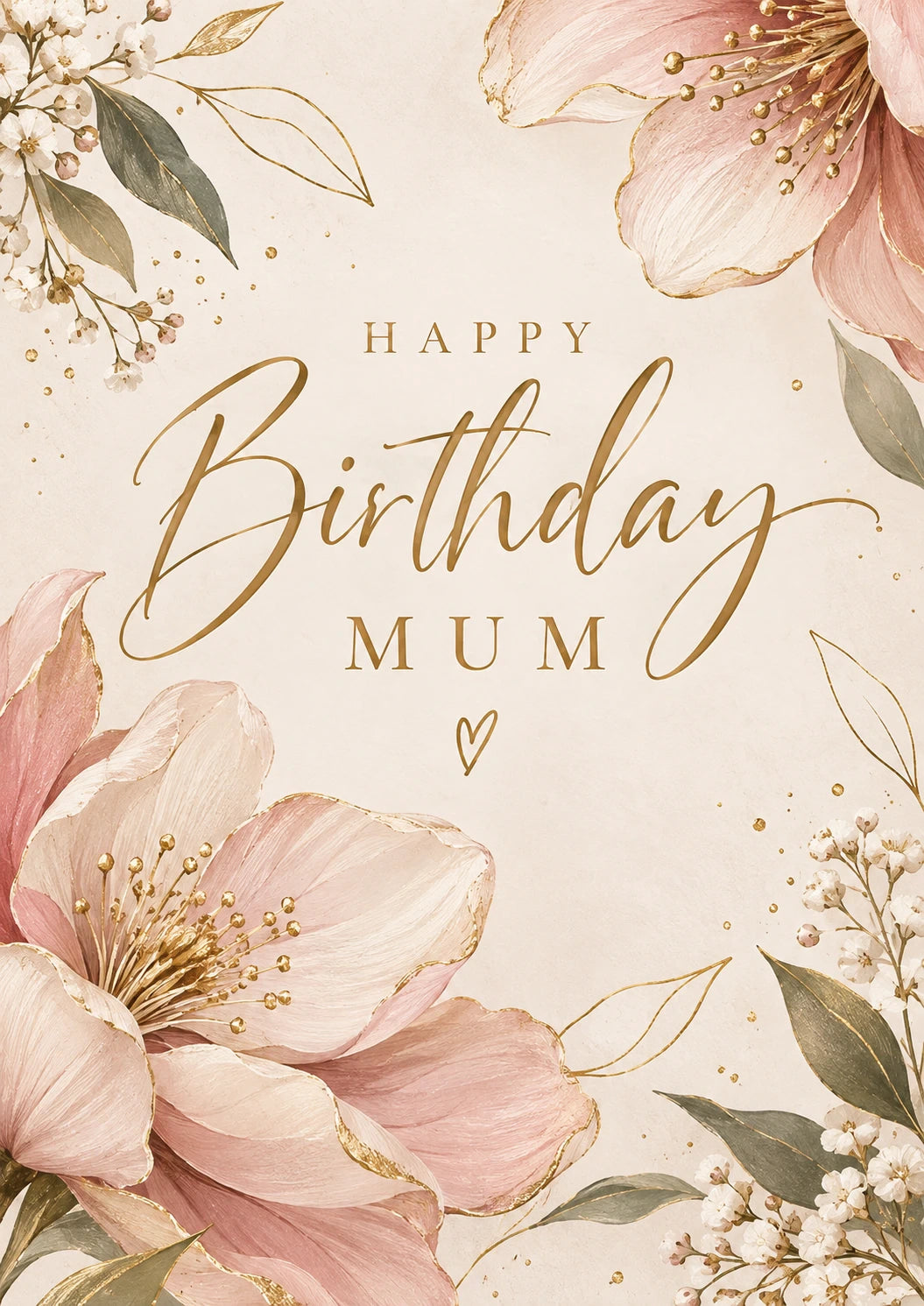 Blush Pink Floral Mum Birthday Card for Her