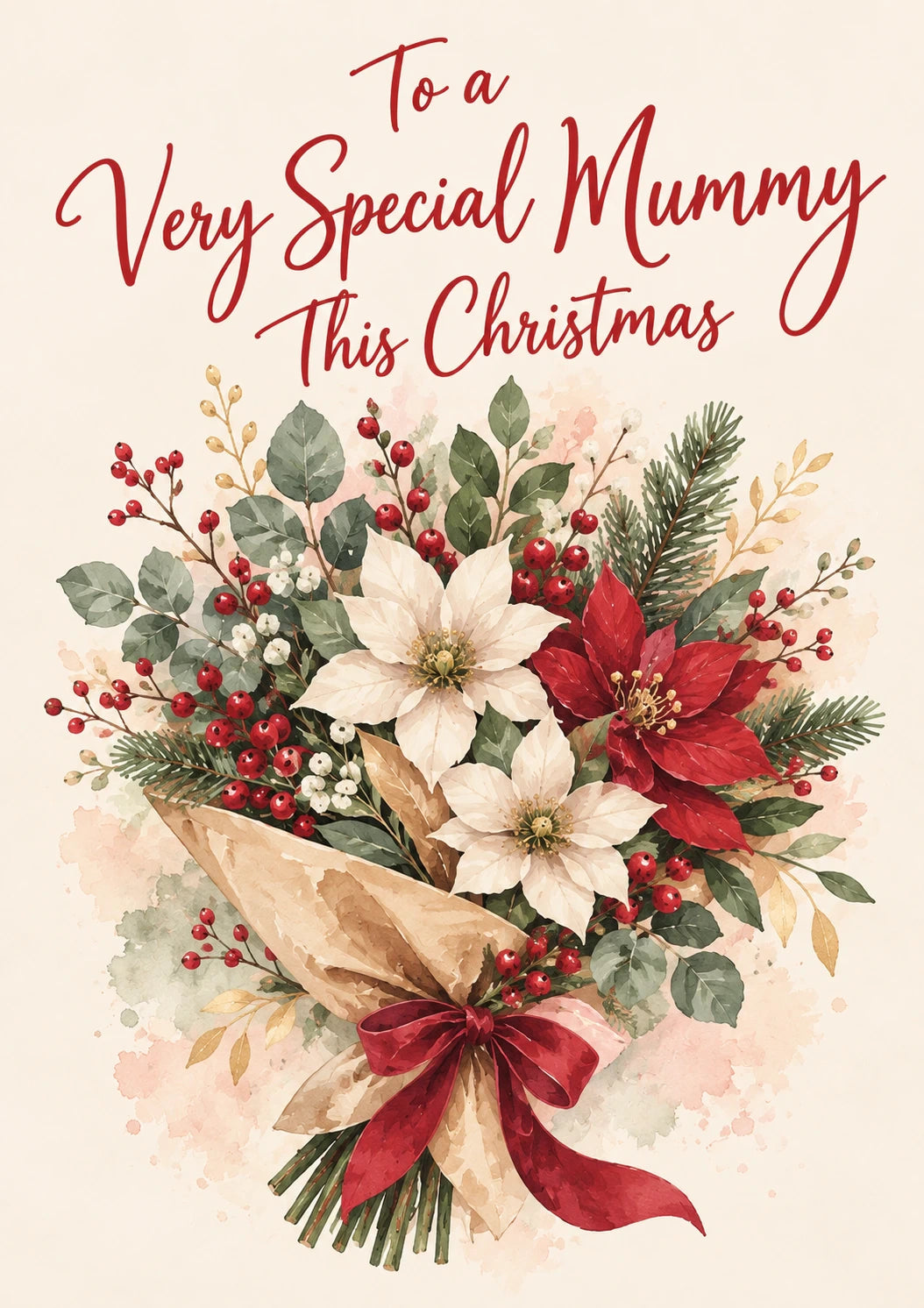 Poinsettia Bouquet Christmas Card for Mum