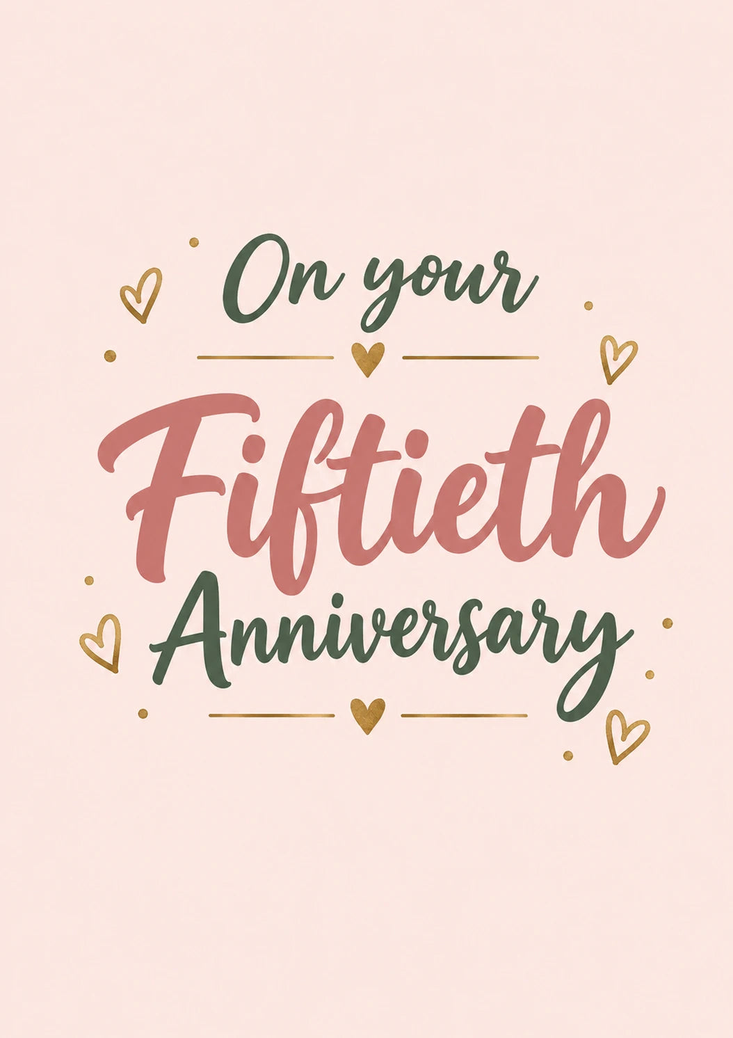 Gold Hearts Script Fiftieth Anniversary Card for Parents