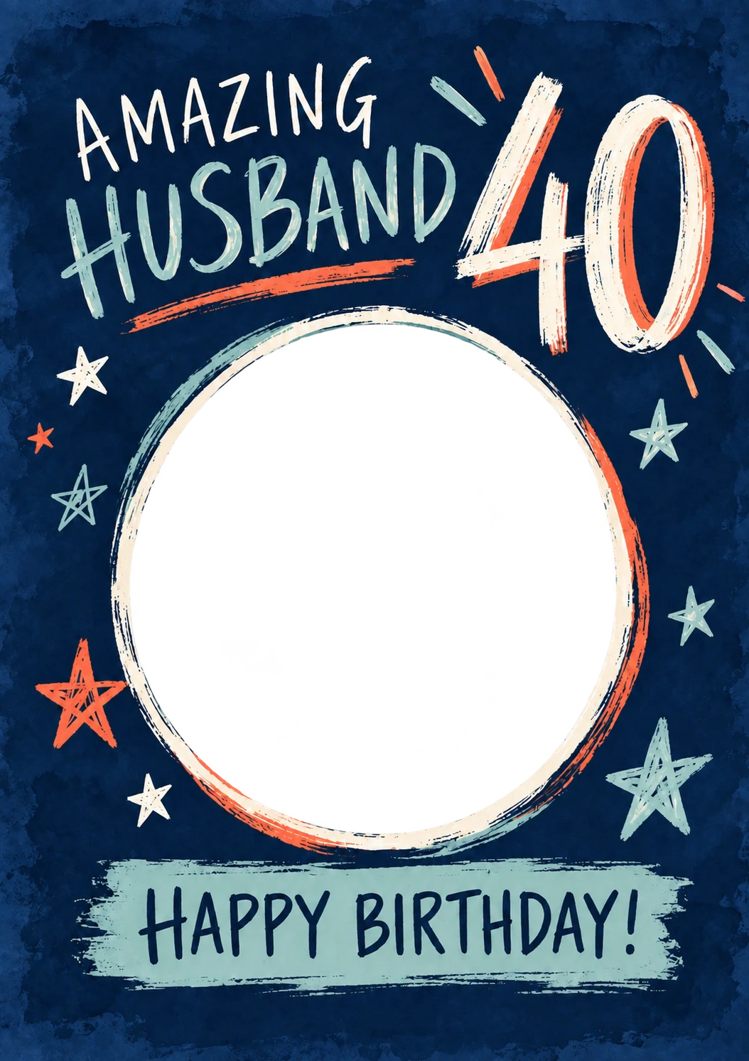 Amazing Husband 40th Navy Star Photo Upload Birthday Card for Him
