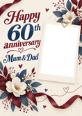 Load image into Gallery viewer, Diamond Anniversary Floral Photo Upload Birthday Card

