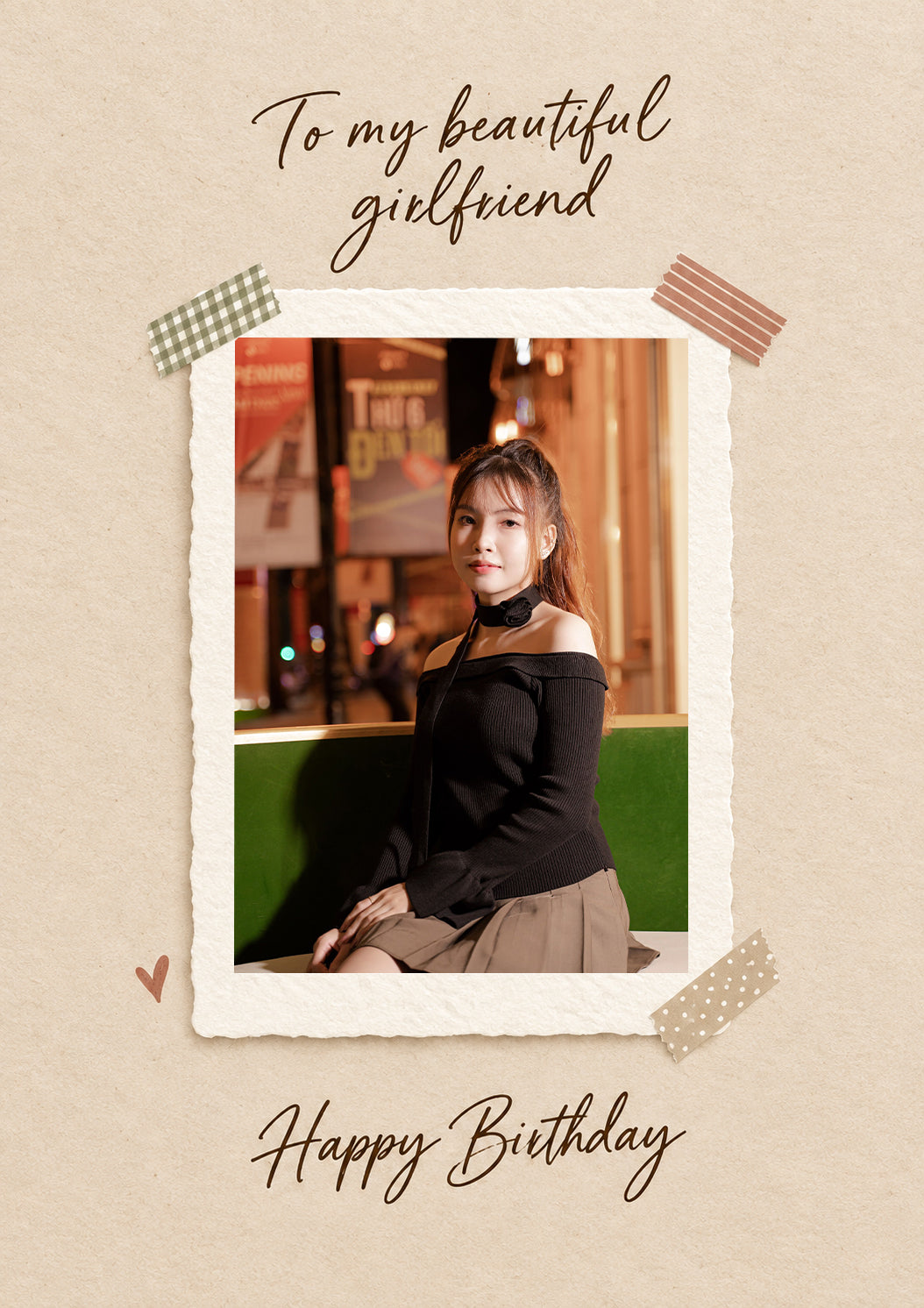Beautiful Girlfriend Washi Tape Photo Upload Birthday Card for Her
