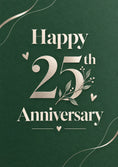 Load image into Gallery viewer, Silver Floral Green 25th Anniversary Card for Couple
