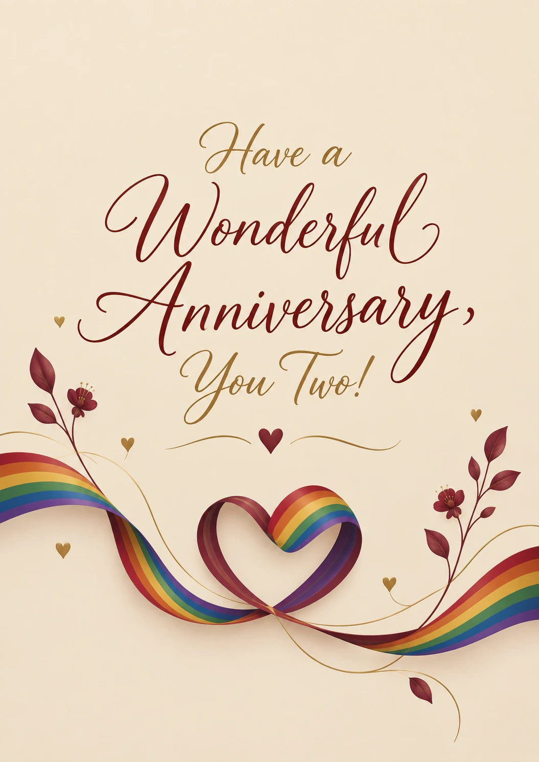 Rainbow Ribbon Heart LGBTQ+ Anniversary Card