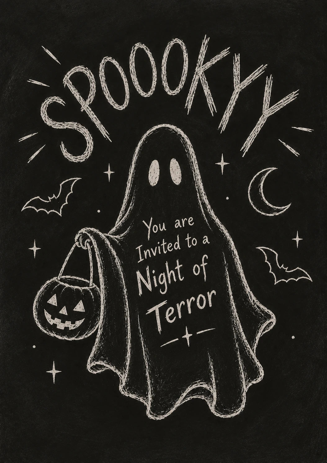 Spooky Ghost Night of Terror Halloween Card