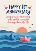 Load image into Gallery viewer, Paper Boats Sunset 1st Anniversary Card for Her
