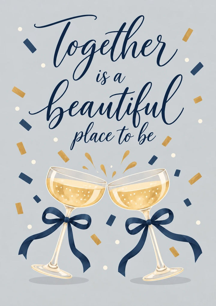 Champagne Toast Together Is a Beautiful Place Wedding Card
