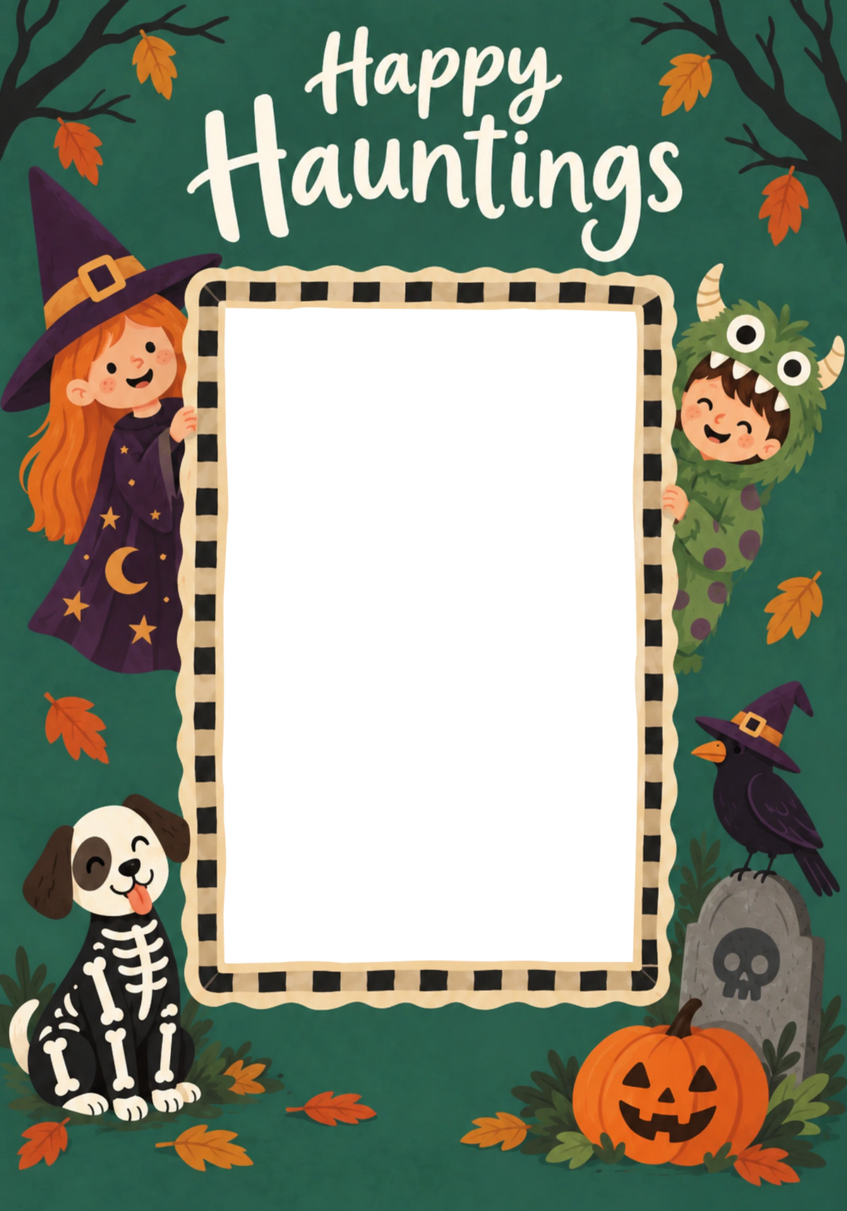 Happy Hauntings Kids Costume Photo Upload Halloween Card