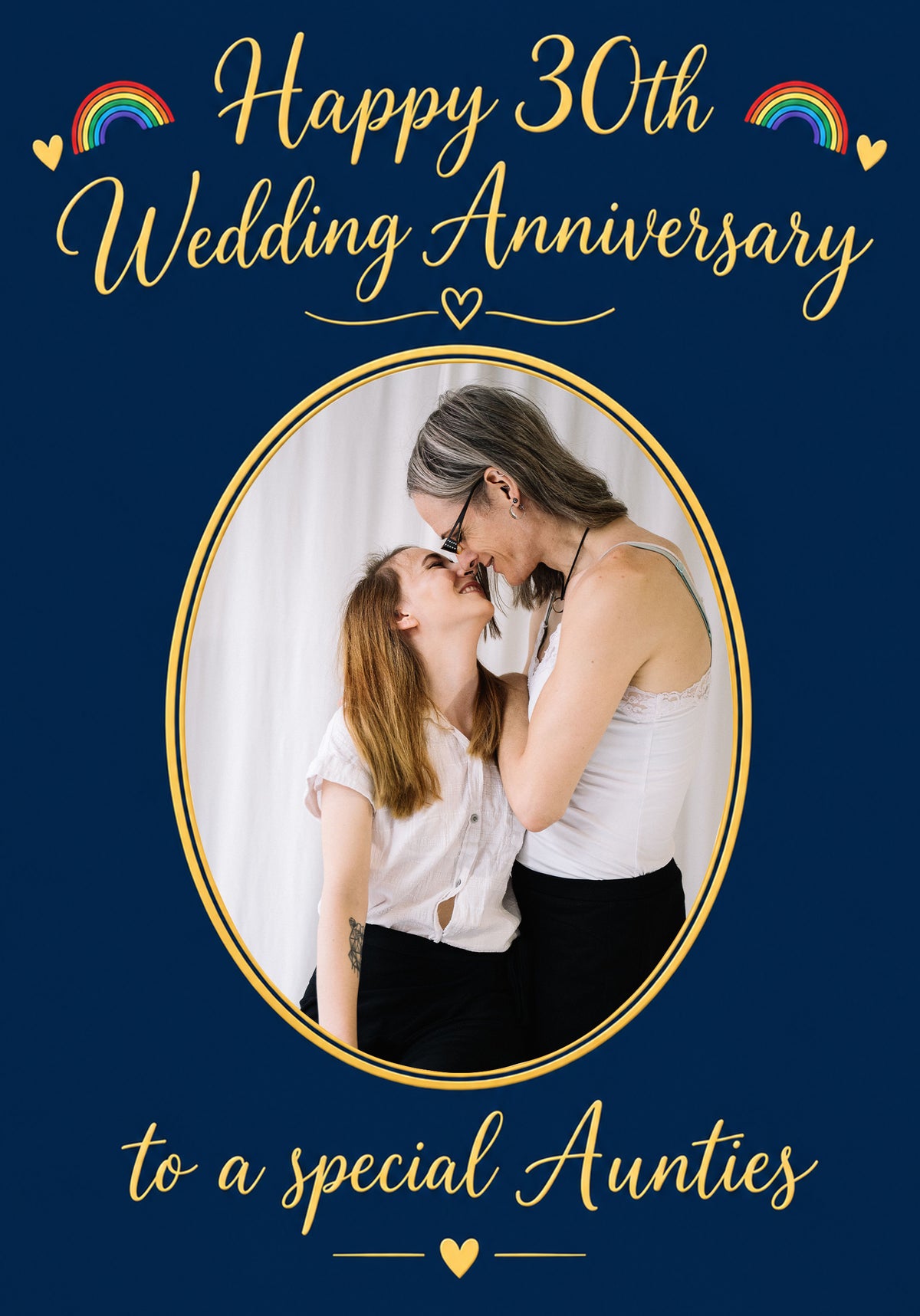 Rainbow 30th Wedding Anniversary Photo Upload Card for Her