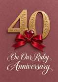 Load image into Gallery viewer, Gold Filigree Ruby Heart Bow 40th Anniversary Card for Husband
