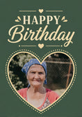 Load image into Gallery viewer, Green and Gold Heart Photo Upload 90th Birthday Card for Her
