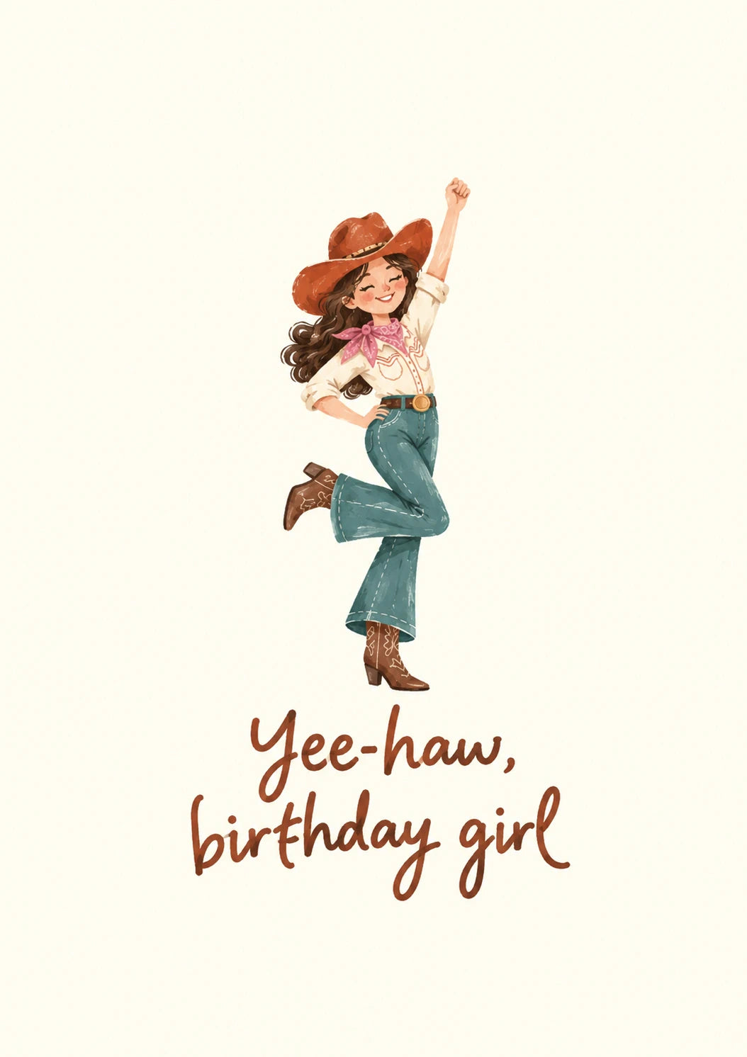 Yee-Haw Dancing Cowgirl Birthday Card for Her