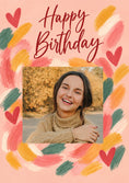 Load image into Gallery viewer, Colourful Brushstroke Hearts Photo Upload Birthday Card for Her
