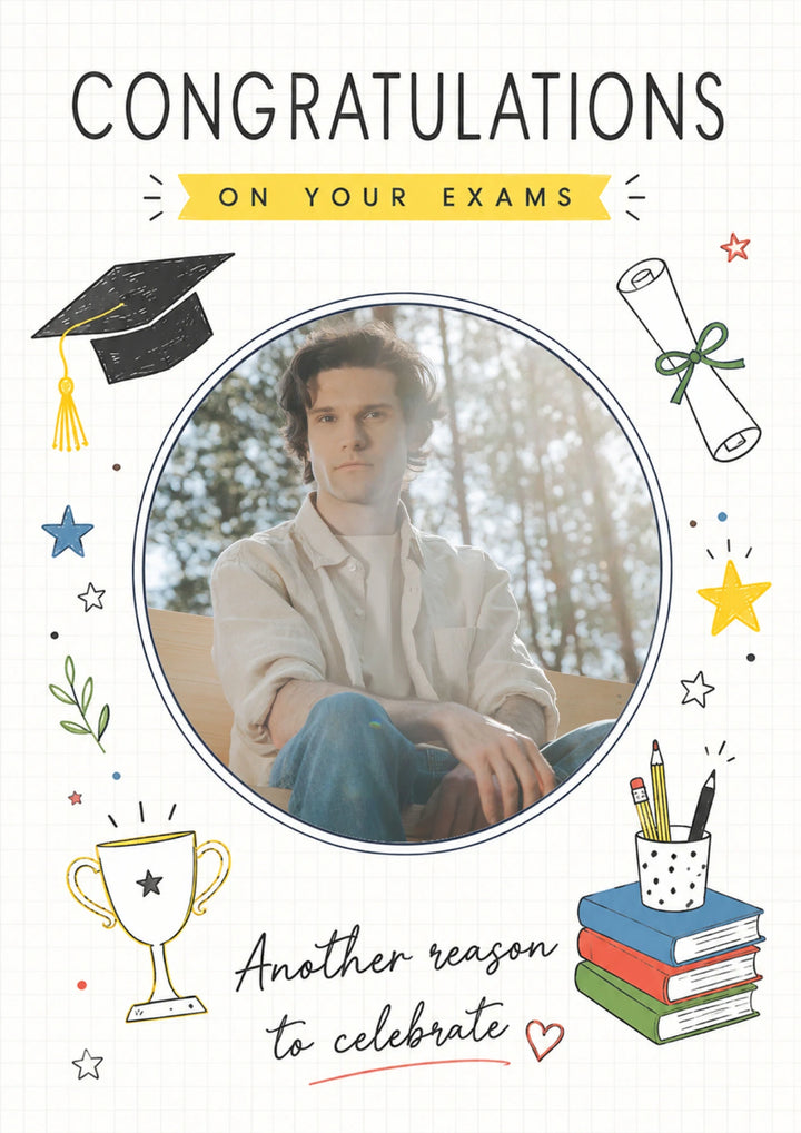 Doodle Icons Another Reason to Celebrate Photo Upload Congratulations Card
