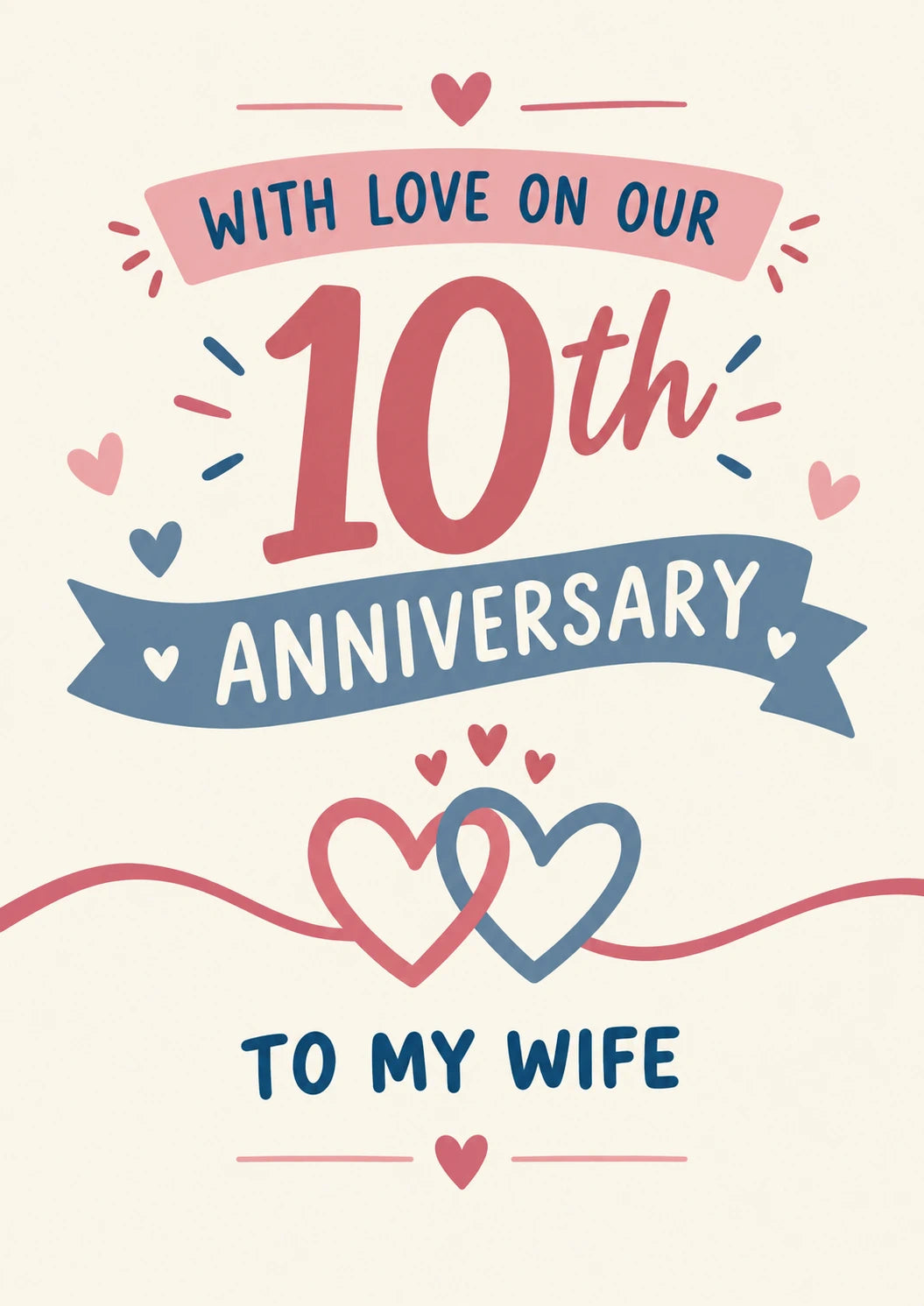 Intertwined Hearts 10th Anniversary Card for Her