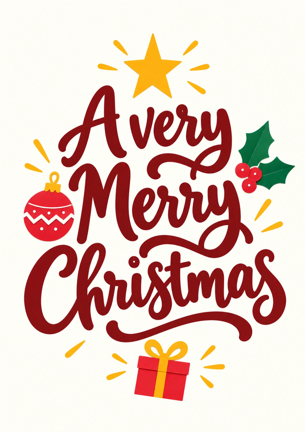 A Very Merry Festive Script Christmas Card for Grandparents