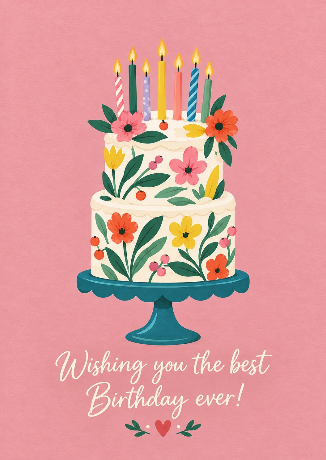 Floral Botanical Cake 19th Birthday Card for Her