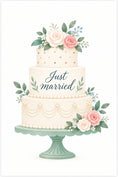 Load image into Gallery viewer, Just Married Tiered Floral Cake Wedding Card
