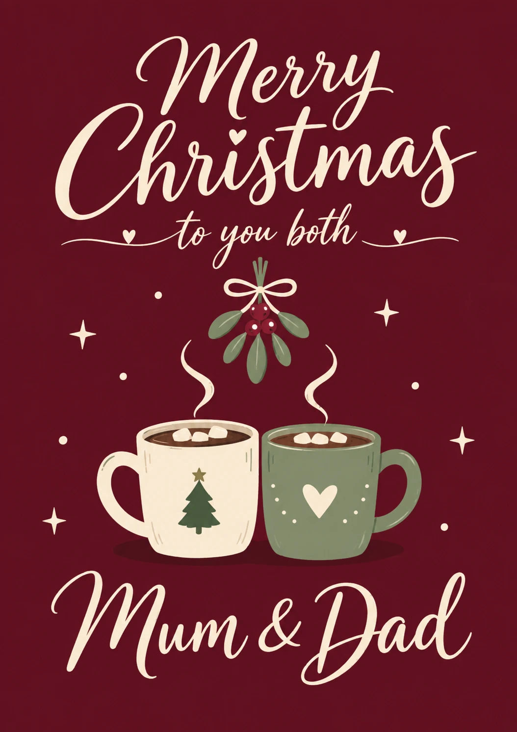Cosy Hot Chocolate Mugs Merry Christmas Card for Mum and Dad