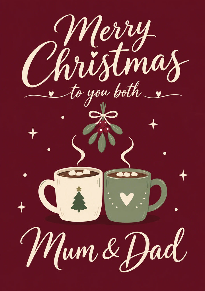 Cosy Hot Chocolate Mugs Merry Christmas Card for Mum and Dad