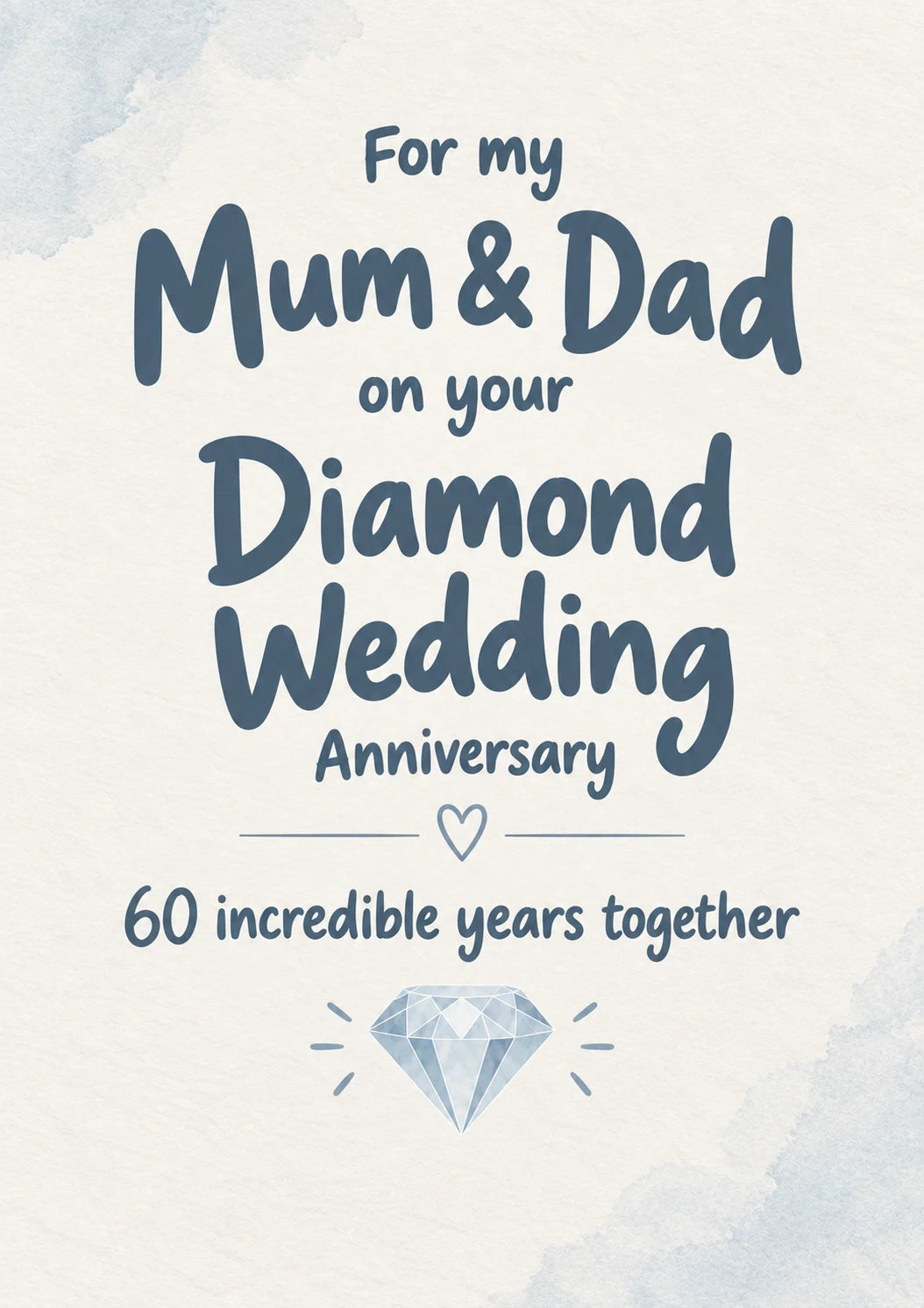 Diamond Wedding Mum & Dad 60th Anniversary Card