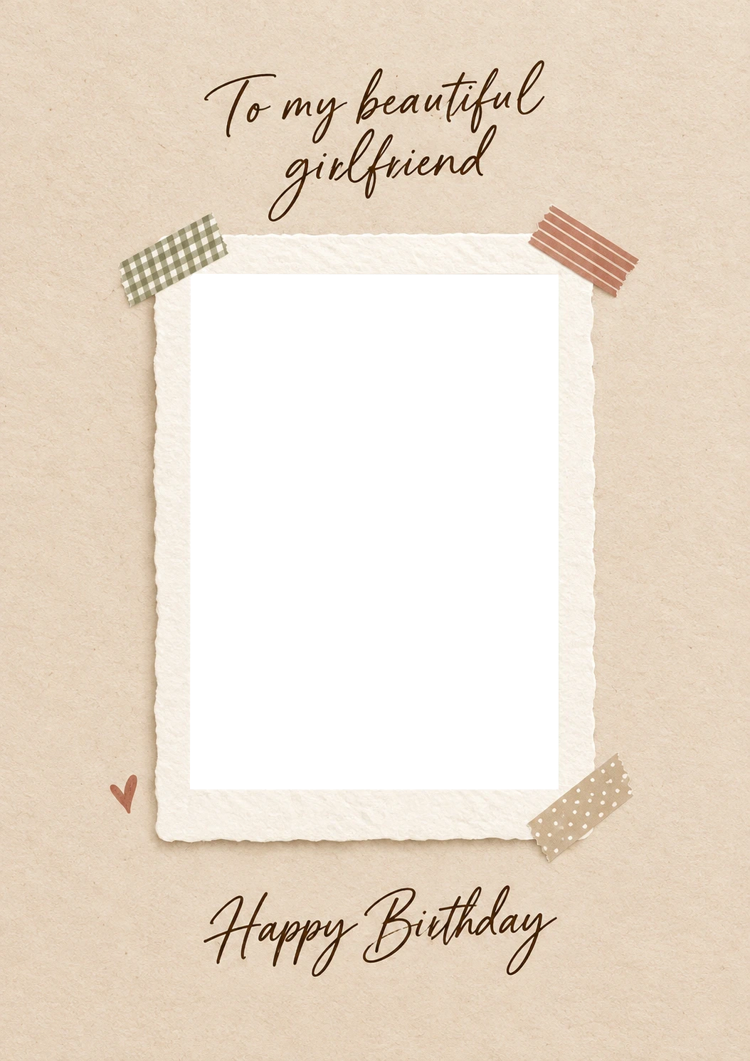 Beautiful Girlfriend Washi Tape Photo Upload Birthday Card for Her