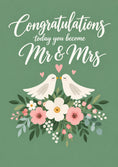 Load image into Gallery viewer, White Doves Floral Mr & Mrs Wedding Card
