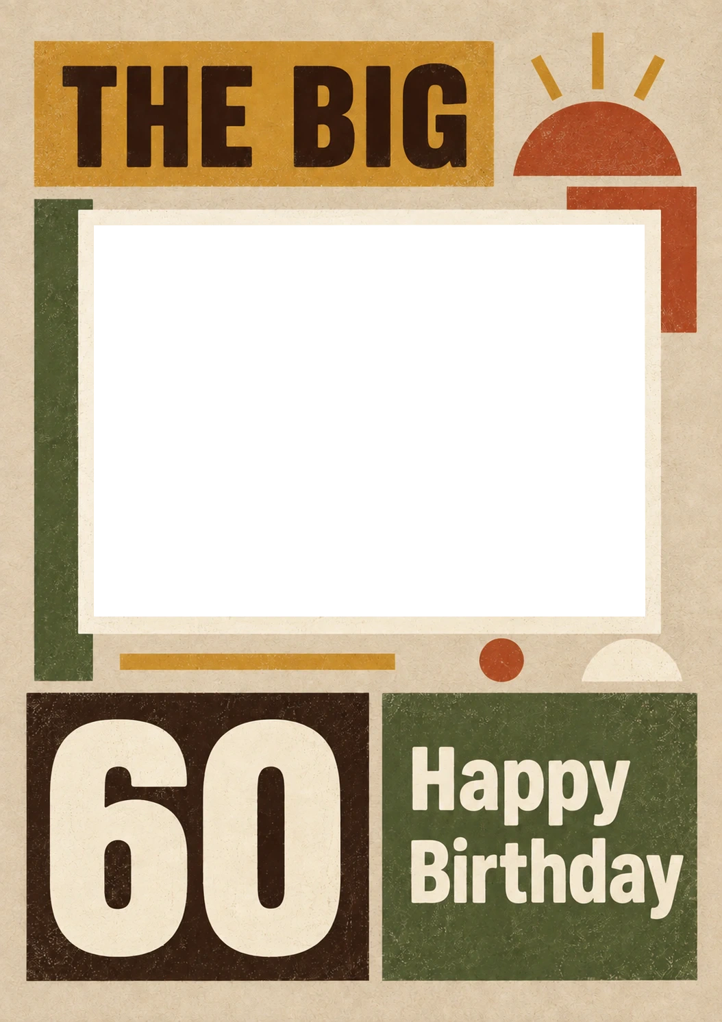 The Big 60 Retro Bauhaus Photo Upload Birthday Card for Him