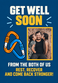 Load image into Gallery viewer, Linked Carabiners From Both of Us Photo Upload Get Well Soon Card for Dad
