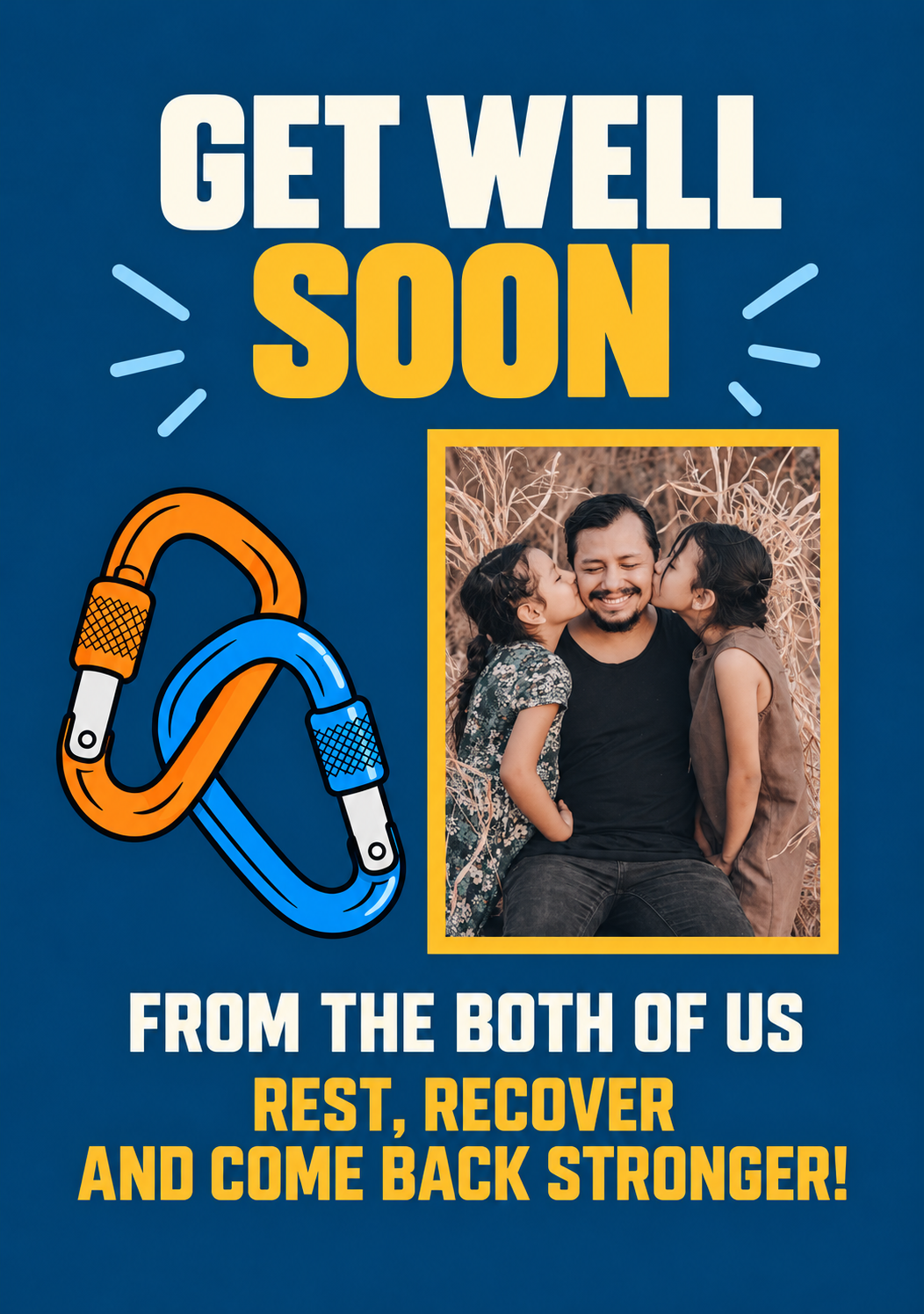 Linked Carabiners From Both of Us Photo Upload Get Well Soon Card for Dad