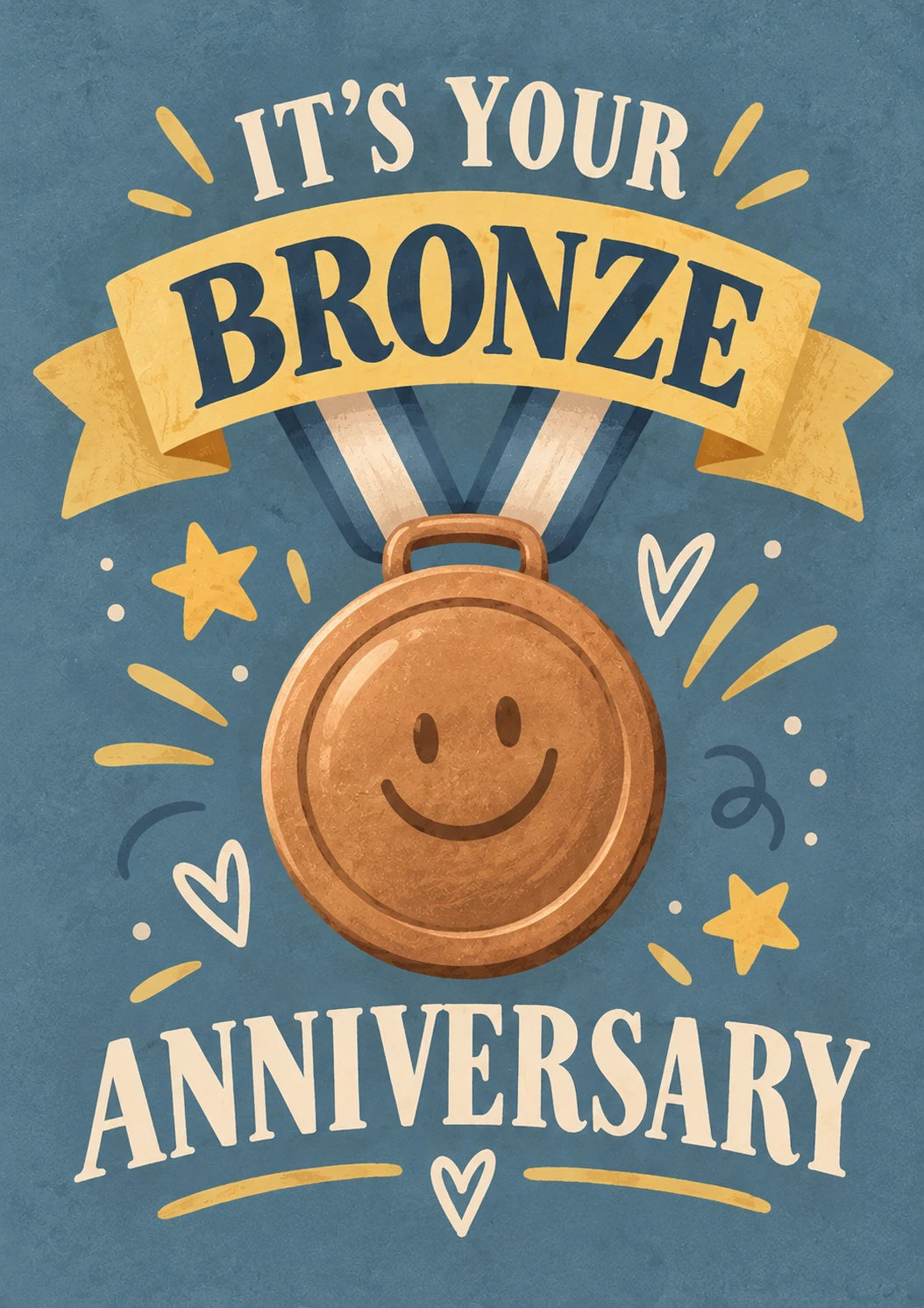 Funny Bronze Medal Smiley Face Anniversary Card