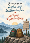 Load image into Gallery viewer, Rainbow Heart Backpacks Brother and Brother-in-Law Anniversary Card
